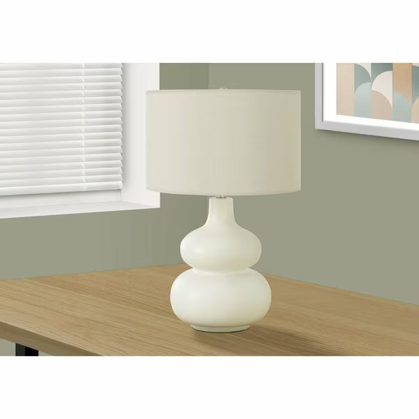 Lighting, 25 in.H, Table Lamp, Ivory / Cream Shade, Cream Ceramic, Contemporary, Monarch Specialties, Mfr#: I 9608